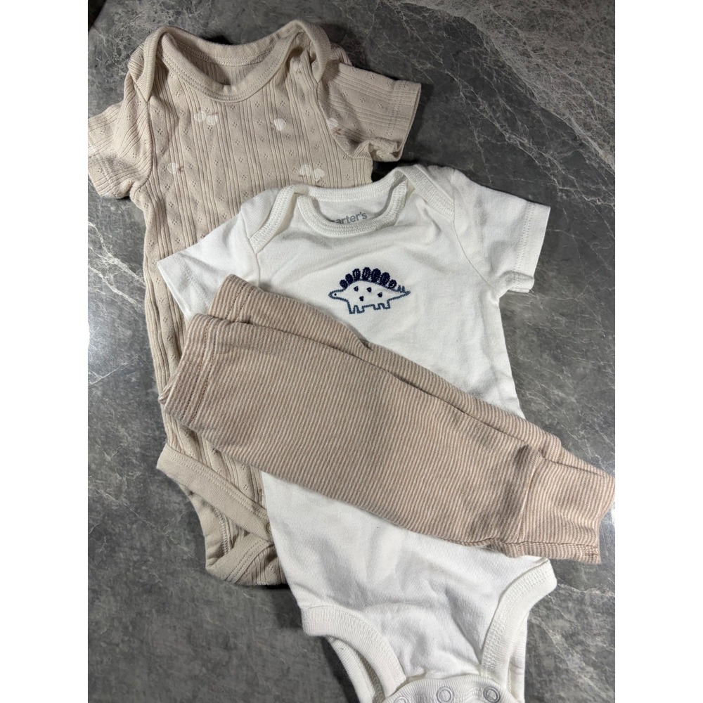 Carter's || Bodysuit & Pants Set || 0-3M || Tan White